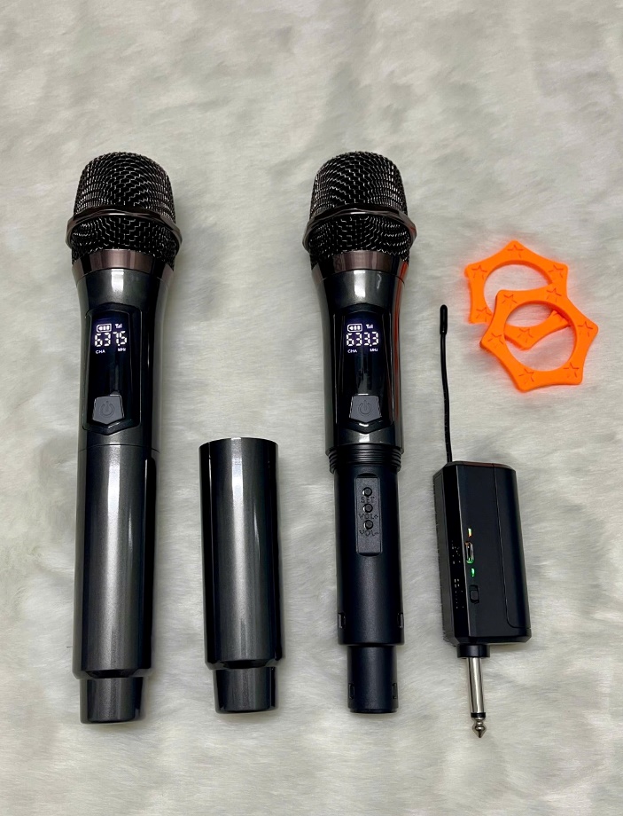 Bộ 2 Micro không dây UHF pin sạc Xám